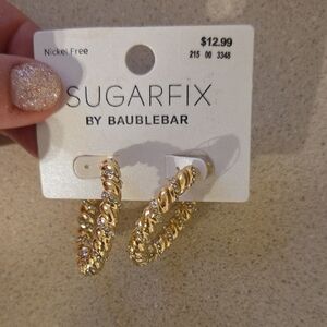 BaubleBar Gold Textured Hoop Earrings